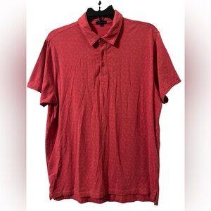 Patrick Assaraf Polo Shirt Men’s M Red Mini Geometric Pima Stretch Peru Golf